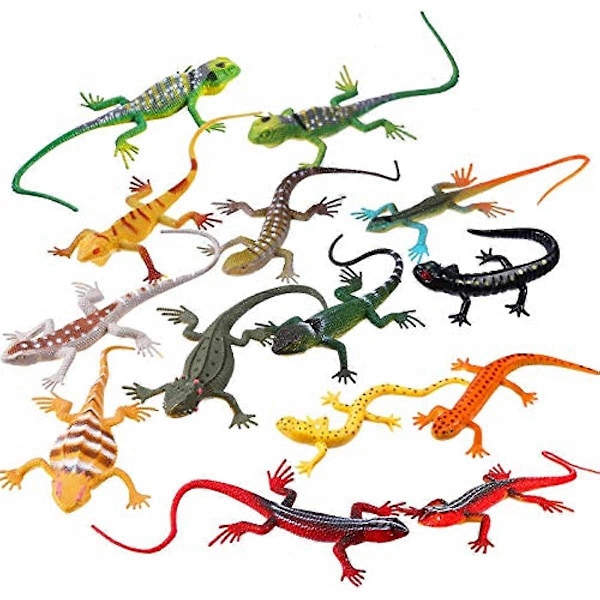 24 Stykker Øgleleker Kunstig Modell Reptil Øgle Fargerik Plast Øgleleker Actionfigur Utdanningsleker for Barn Voksne Gaver 12 Design