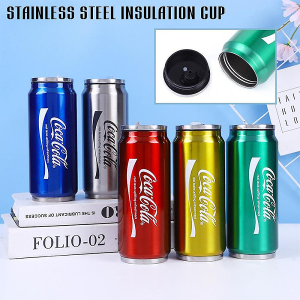 350 ml/500 ml Coca Cola-mugg, varm och kall isolering, 304 termos i rostfritt stål, gigantisk koksvattenflaska, Custom Car Tra Actual Capacity 180 Ml Gold