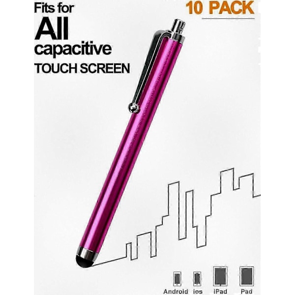 10-pack Universal Kapacitiv Stylus för Pekskärmar - Fungerar med iPad, iPhone (Slumpmässiga Färger) (FCC)