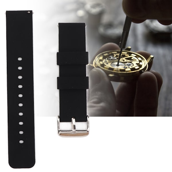 Silikonklockarmband 20mm Snabbkoppling Fjäderstång Tillbehör för Amazfit Moto s1 20mm Svart[C]