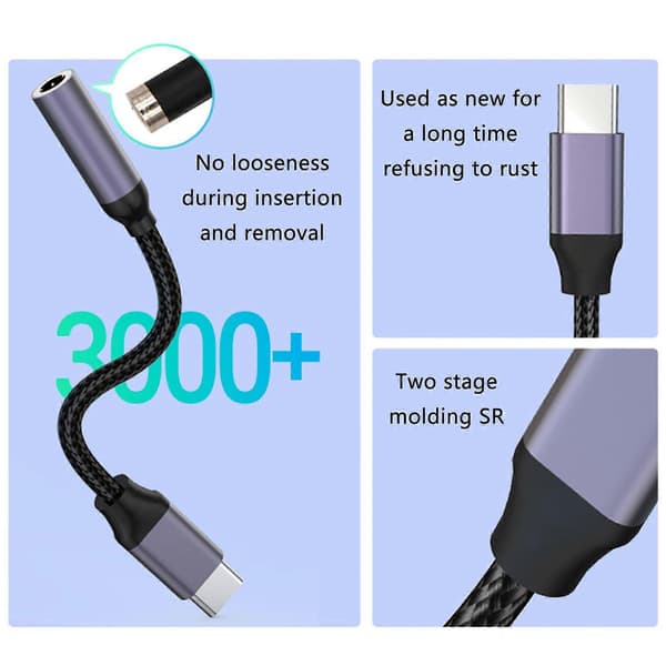 USB-C lydadapter med 60W hurtiglading for hodetelefoner og omformer[C]