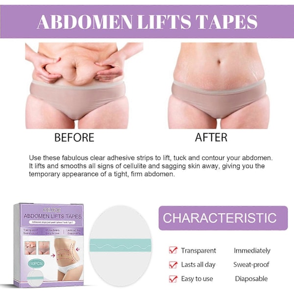 Abdomen Lyft Tejp, Transparent Osynlig Mage Lyft Patch, Abdomen Lyft Tejp Slät Cellulit Patch (C)