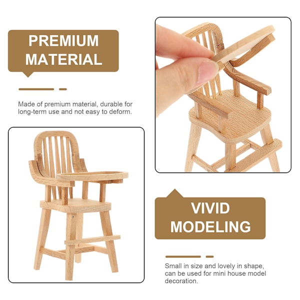 Husdekoration Babydocka Högstol Leksak Vagn Dockor Dockmatning Mini Möbelmodell Babydocka Vagn