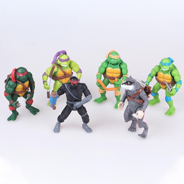 6-pack Teenage Mutant Ninja Turtles Actionfigurer Samlarfigurer Leksaker Modelldockor Spelsats Skrivbordsdekorationer Födelsedagspresenter för Barn & Vuxna