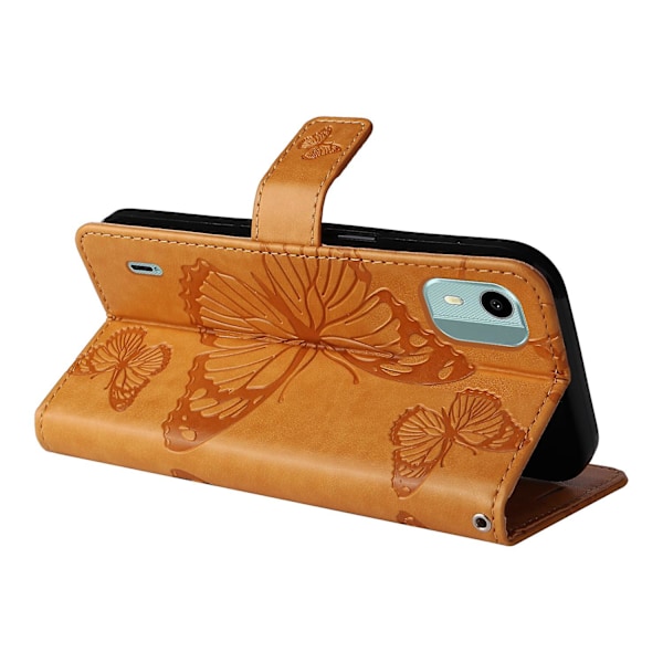 Læder Telefonetui Til Nokia C12 4G/C12 Plus/C12 Pro, Stativ Tegnebog Trykt Cover Yellow Style F Nokia C12 4G