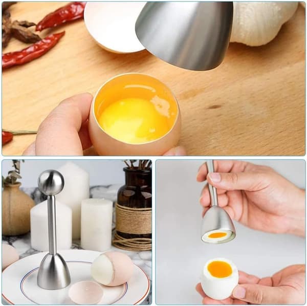 Eggeskallfjerner Eggknekker i rustfritt stål for 6-12 egg[C]