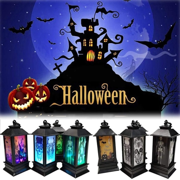 Halloween LED Dekorativ Lykta Batteridriven Bordlampa Halloween Party Dekoration[C] 1