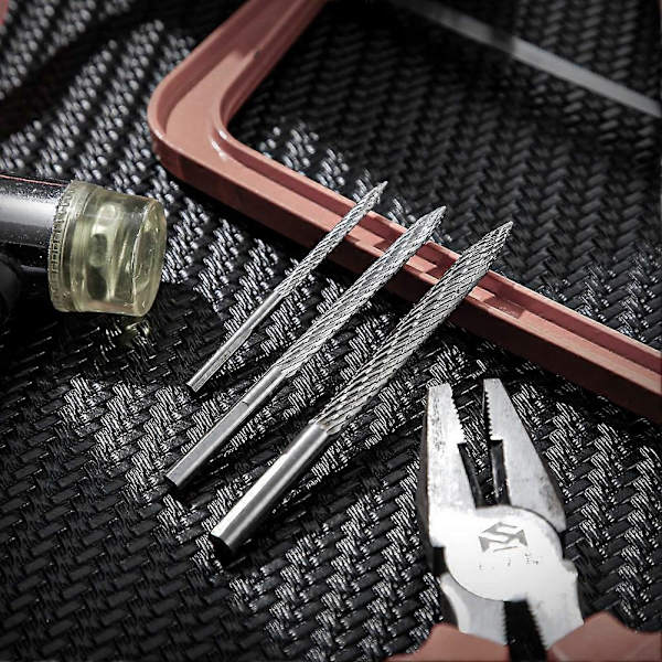 3-pack Däckbitar i flera storlekar - Däckreparation, Karbidfräs, Borrbit, Däcklappar, Pluggklippare, Trådkappare, Reamer, Borr