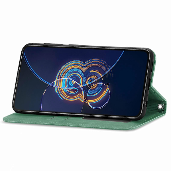 Asus Zenfone 8 Flip Retro -tyylinen nahkakotelo, magneettinen, vaakasuora, läppämallinen, pidikkeellä, korttipaikoilla, lompakolla ja valokuvakehyksellä I6(FCC)