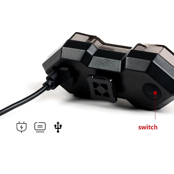 Sykkel Baklys USB Trådløs Fjernkontroll Blinklys Advarselslampe + Horn Ft