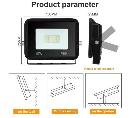 LED Udendørs Lampe 10W Sort