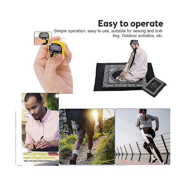 12-pakke Digital Tellende Fingerteller med LED, Fargerik 5-sifret Håndholdt Tellerklikker med LED L