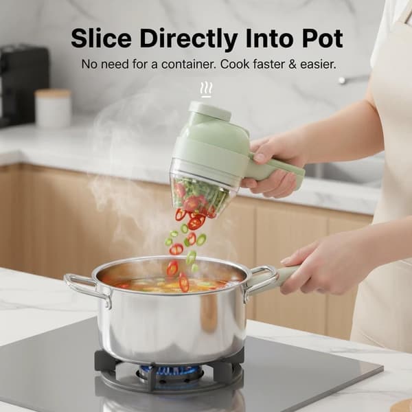 Elektrisk 4-i-1 grøntsagshakker Mini hvidløgspresser Trådløs foodprocessor[C]