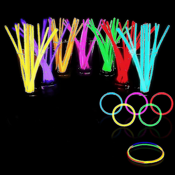 100 Lysstavar i Bulk - Glow-in-the-Dark Partypaket med 8\" Lysstavar