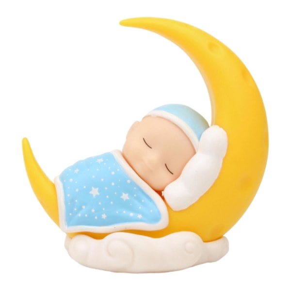 2x Sovende Baby Måne Ornamenter Leker Kakepynt til Kake Bil Hjem (C)
