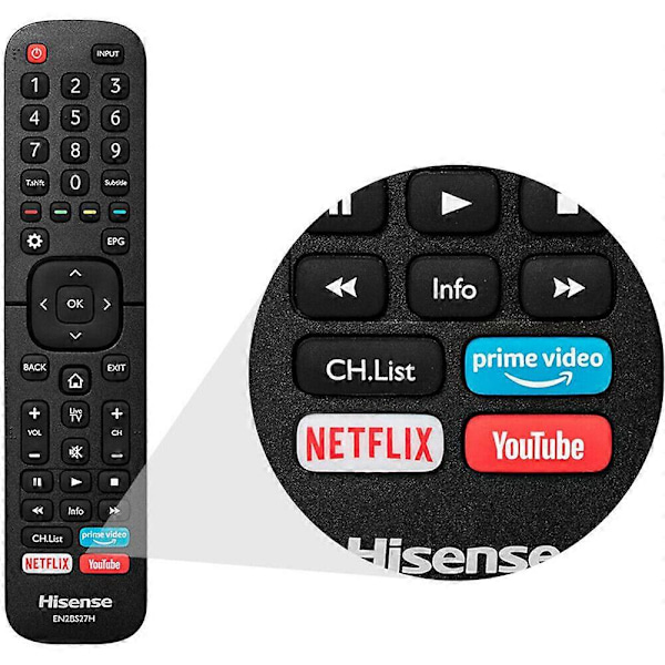 EN2BS27H Fjärrkontroll för Hisense TV NETFLIX YouTube 50R5 55R5