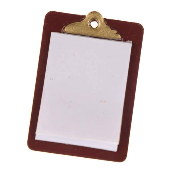 Miniature Tilbehørs Clipboard 12cm x 1cm Inkluderer Ægte Papir