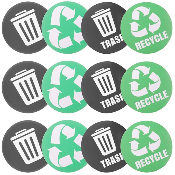 12 st Recyclingsstickers för soptunnor Självhäftande sopsorteringsetiketter