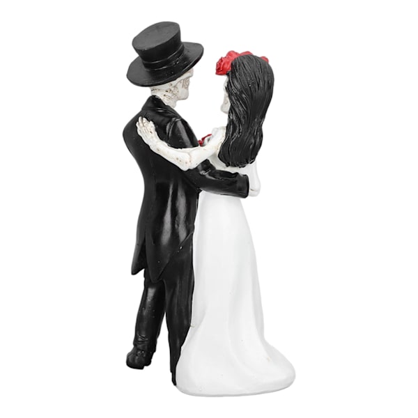 Skjelett Bryllupspar Statue Dødsdag Dansende Skjelettpar Halloween Romantisk Bryllup Brud Brudgom Figur Resin[C]