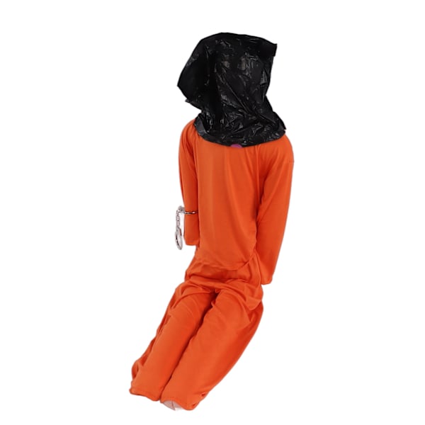 Halloween Håndjern Orange Fængselsuniform med Sort Posebetræk Levende Gysende Halloween Fangekostume til Halloween Dekoration[C]