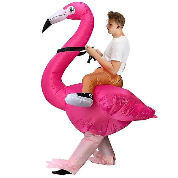 Karneval Flamingo Uppblåsbar Kostym - Rolig Cosplay Halloween Kostym - För Vuxna Män Och Kvinnor - Unisex Klänning - Party Uppblåsbar Kostym