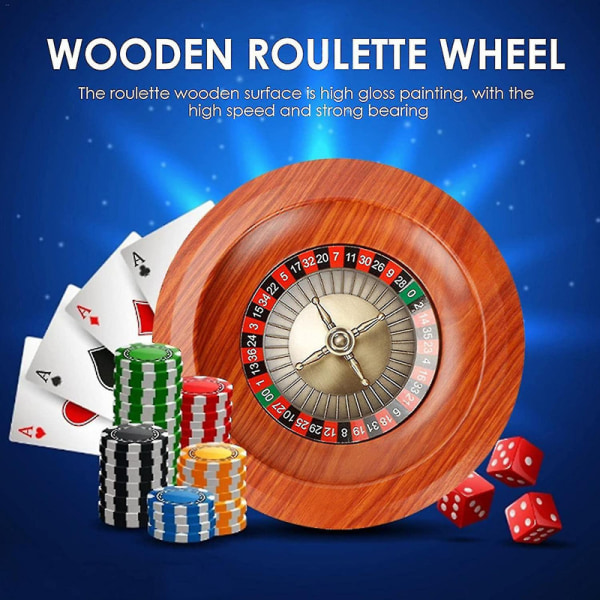 12 tums roulette set | Trä Roulette Wheel Game | Ryska Casino-klass lyxigt trä vadslagning hjul | Skivspelare Fritid Bordsspel Kb