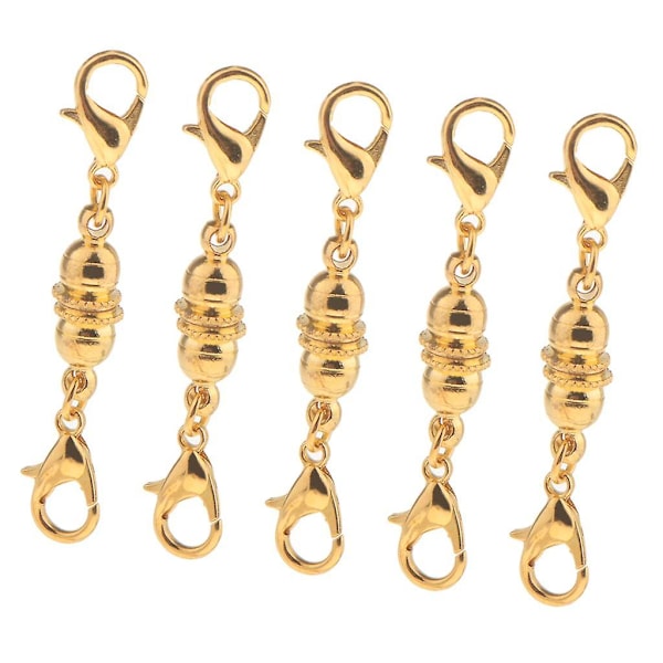 5 Delar Magnetiska Krokar Hummerlås Halsband Armband Omvandlare Förlängare Guld (C)
