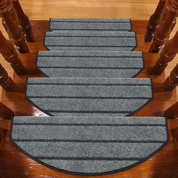 3 st / 5 st Trappstegsmatta Anti-damm Halksäker Flanell Inomhus Familj Bullnose Matta för Hem[C] Black 3 Pcs