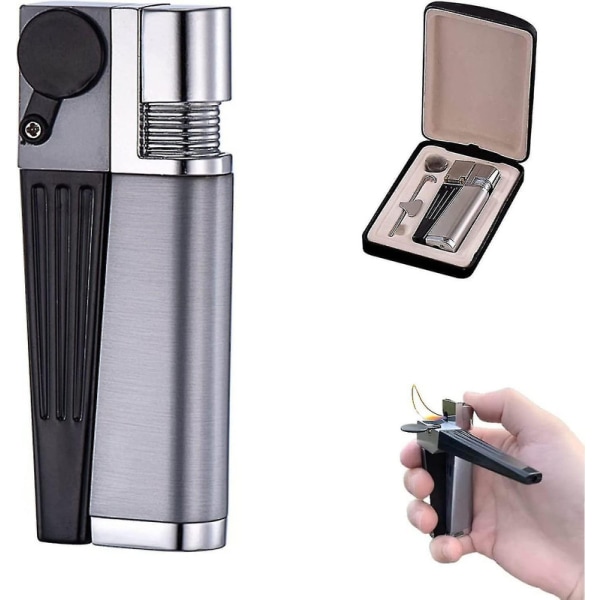 Lighter Pipe Combo - Portable Hitter Lighter Foldable Lighter Open Flame Multifunction 2-in-1 Metal Lighter Pipe Combo Bästa presenterna för män S (d)-b