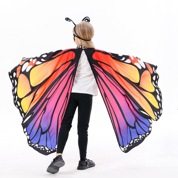 Fjärilsvingar för flickor Butterfly Halloween kostym för flickor Butterfly Fairy Wings Sjal med mask Blue Purple
