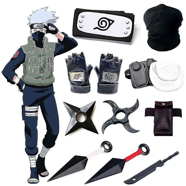 Jul Halloween Kakashi Tillbehör Naruto Handskar Kunai Mask Ninja Väska Uchiha Vantar Anime Actionfigur Rekvisita Saker Barn Leksak P