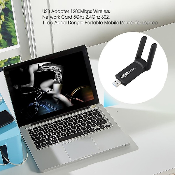 1300 Mbps USB 3.0 WiFi-adapter, driverfri, 2,4 GHz/5 GHz dobbeltbånds Wi-Fi-dongel, mottaker, 80211ax/ac/a/b/g/n, WIFi 5, trådløst nettverkskort for PC-bærbar datamaskin