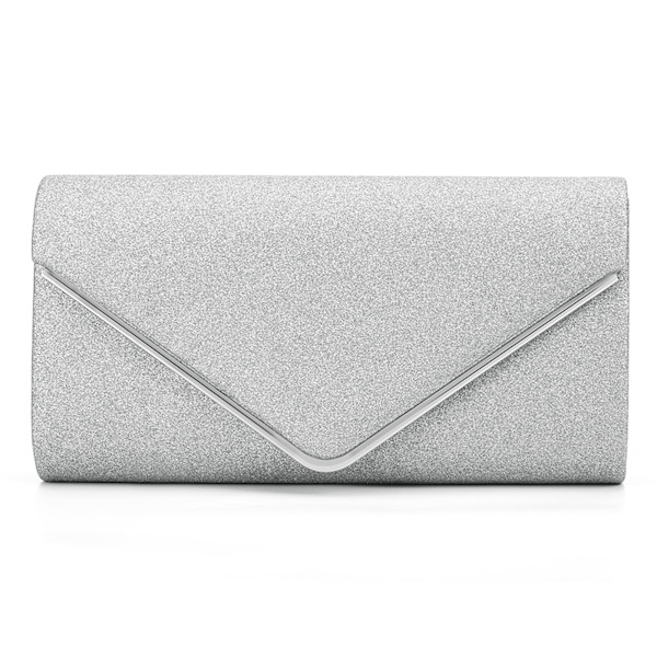 Kvinnors Aftonväska Snygg Elegant Glittrande Fest Bröllop Handväska med Kedja för Bröllop Fest Formell Silver Medelstorlek[C]