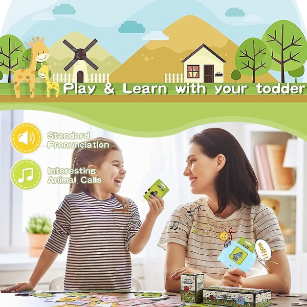 Protable lärande leksaker med ljud engelska kort Elektronisk tidig utbildning Pink