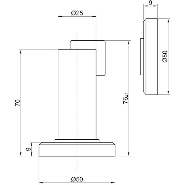 Magnetisk dörrstopp MS010 i antik stil - Dörrstopp med golv- och väggmonteringsmaterial - Magnetisk dörrblockering - Ø 5cm, höjd 8,4cm