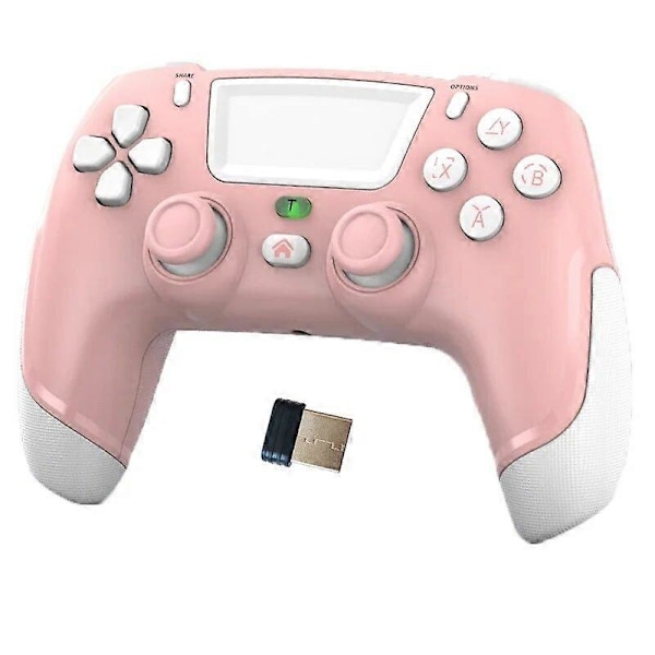 P06 Rosa Trådlös BT Spelkontroll Stöd för PS4 Switch Konsol Gamepad Joystick med Touch Pad Makro Programmeringsfunktion Pink