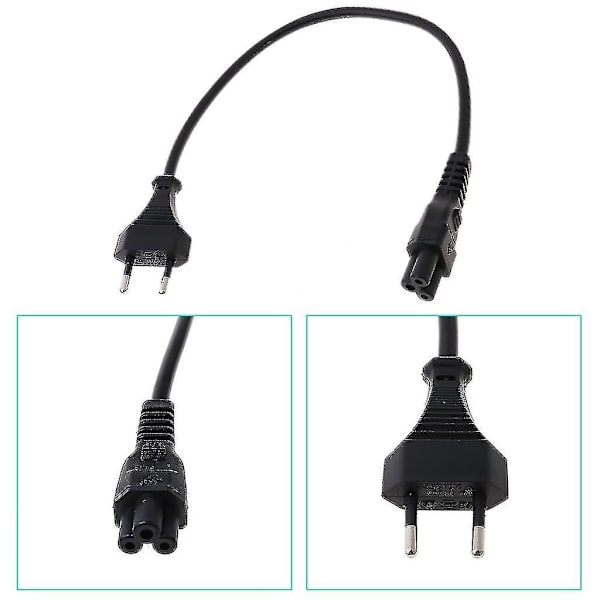Strömadapterkabel EU 2-polig hane till IEC 320 C5 Mickey för bärbar datorströmförsörjning 30 cm