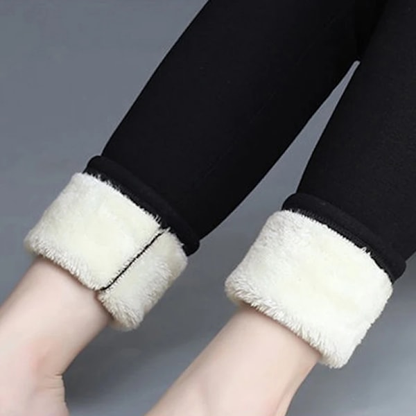 Vinterbyxor Dam Sammetsfleecefodrade Leggings Smal Hög Midja Skinny Tights Termiska Varma Leggings 2023 Vinterkläder Svart[HK] M Peel black