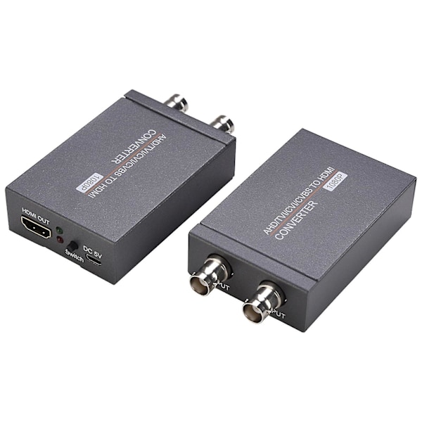TVI/CVI/AHD til HDMI-konverter, Full HD 4K 720p/ 1080p/ 3mp/ 4mp/ 5mp/ 8mp BNC til HDMI videoadapter, TVI CVI AHD CVBS BNC videosignal til HDMI for skjerm