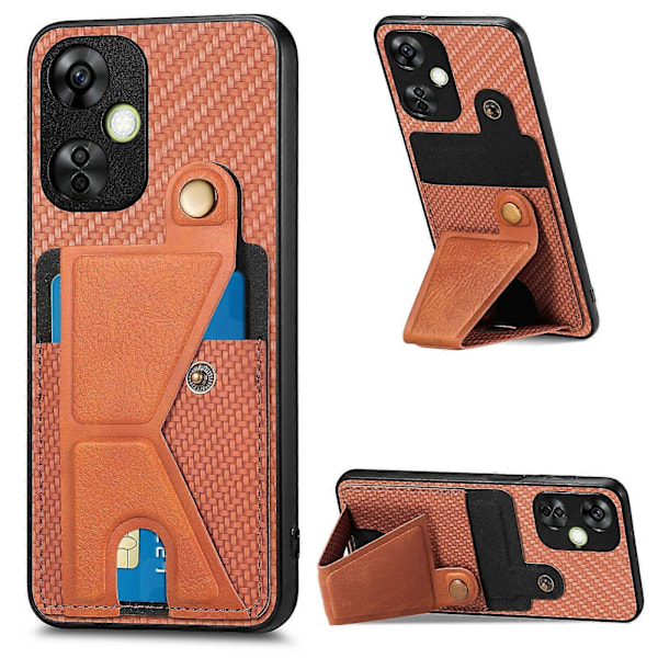 Carbonfiber-tegnebogs-telefonetui til OnePlus Nord CE 3 Lite Brown