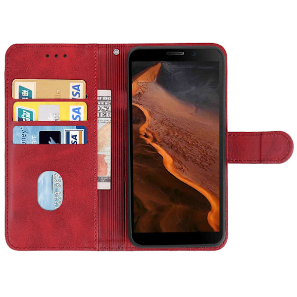 Lærtelefonveske for Doogee S61/S61 Pro Red