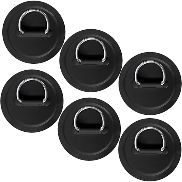 6-pack D-ring patchar i rostfritt stål för uppblåsbar båt, kajak, jolle, SUP (C)