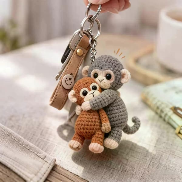 Punch Monkey Nøglering til Rygsæk Pung Nøgler 2pcs