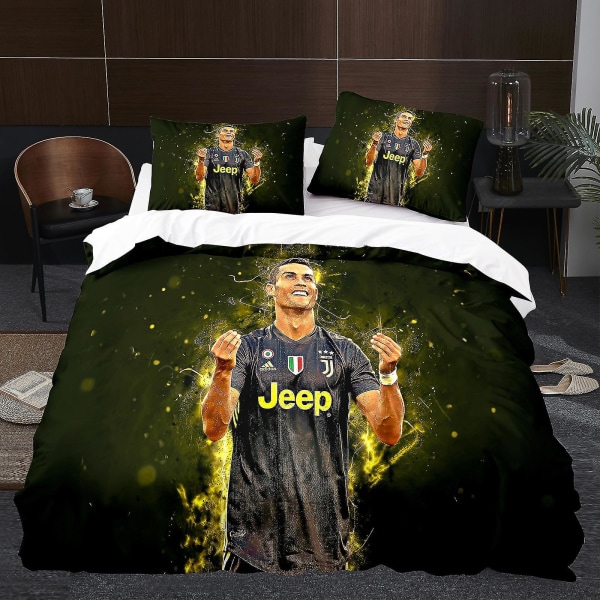 Digitaltryckt sängklädesset Fotbollsstjärna 3 st Barnens drömsängkläder Set Påslakan och örngott[C] Color FT7 140CM 200CM
