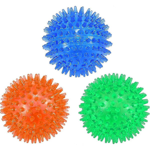 2025 Lämplig 3-PACK pipande Hundleksaksbollar, Hundar Tuggar Spikboll Tandrengöring för Små och Mellanstora Hundar I6(FCC)