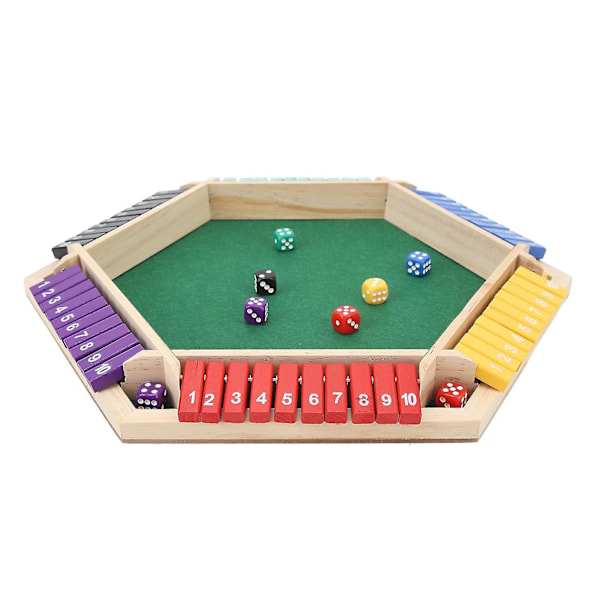 Shut The Box Terningspil 6 Spillere 6 Farvede Sider Træ Bordspil Shut The Box Spil Med 12 Terninger[C]