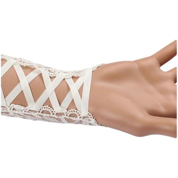 HEYONE Blonde Fingerløse Rhinestone Brudehansker for Bryllupsfest #226-elfenben One Size (C)