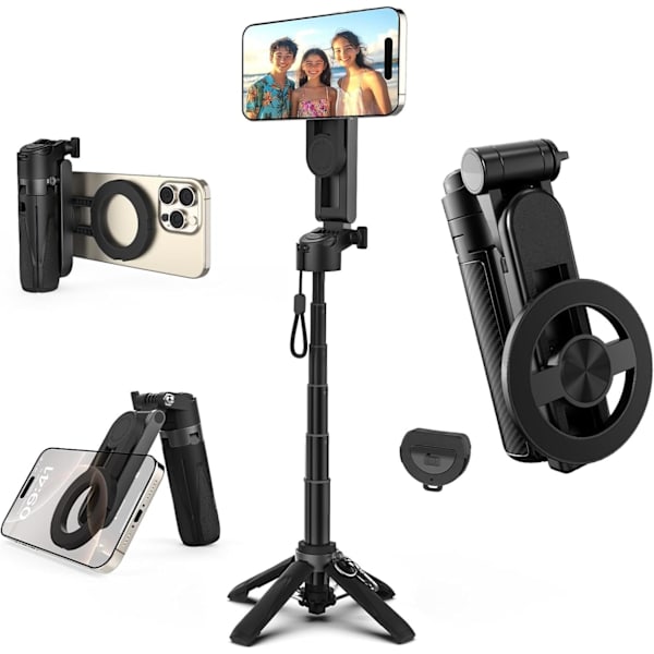 Magnetiskt stativ för iPhone 4-i-1 Bärbar magnetisk selfiestick för videoinspelning Resevänligt iPhone-fäste[C]