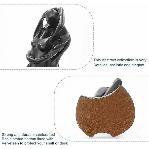 Hartsfigur i Resin 28cm - Present till Bröllopsdag Jul - Kärleksfigur, Minimalistisk Staty Dekoration för Sovrum, Kontor (Svart 2)