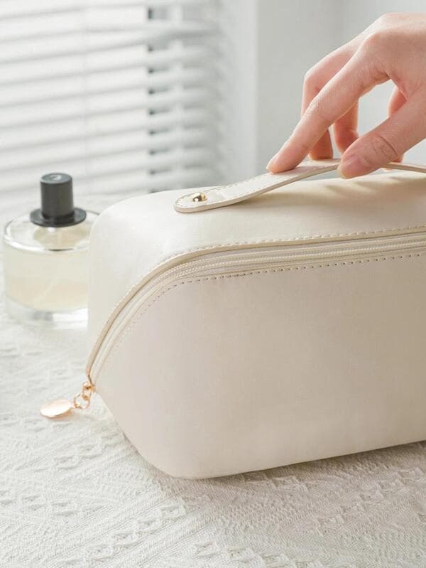 Rejsetaske til makeupbørster og kosmetikorganizer med Beauty Blender Svamp Beige[C]